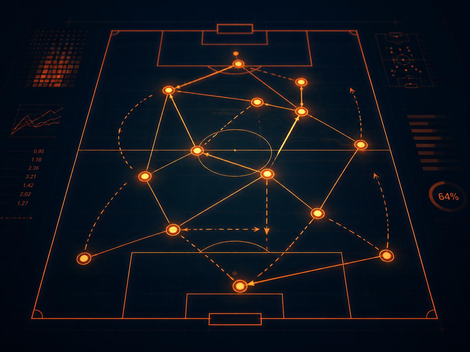 Abstract tactical diagram of a soccer passing network